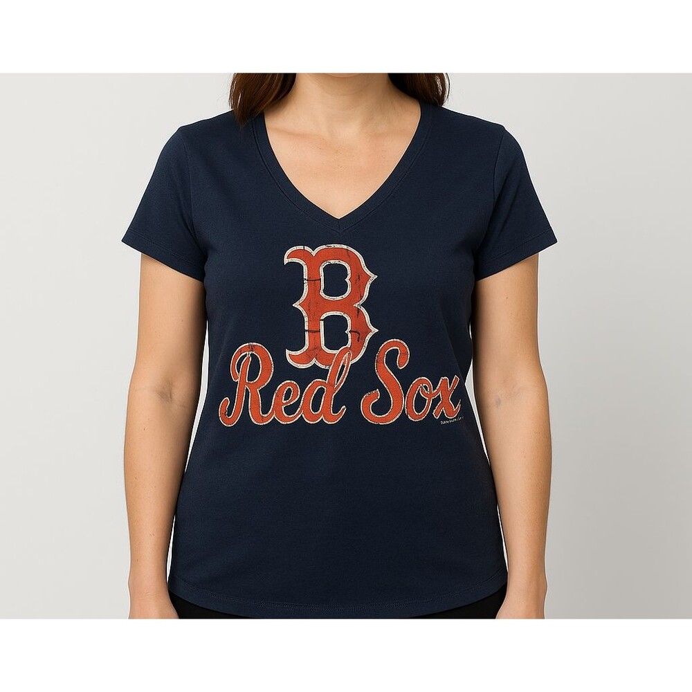 Boston Red Sox Women’s‎ V-Neck T-Shirt by Concepts Sport – Navy Blue – Size M